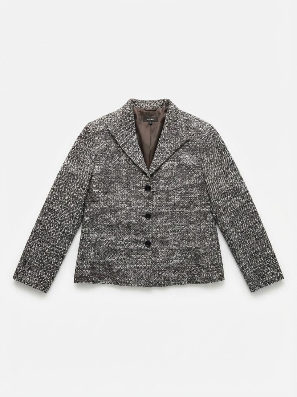 Zanella Johanna Tweed Blazer Womens 16 Black White Wool Blend Made in Italy Chic